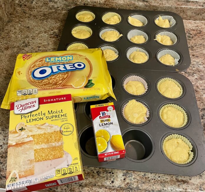 Easy Lemon Cheesecake Muffins with Lemon Cake Mix